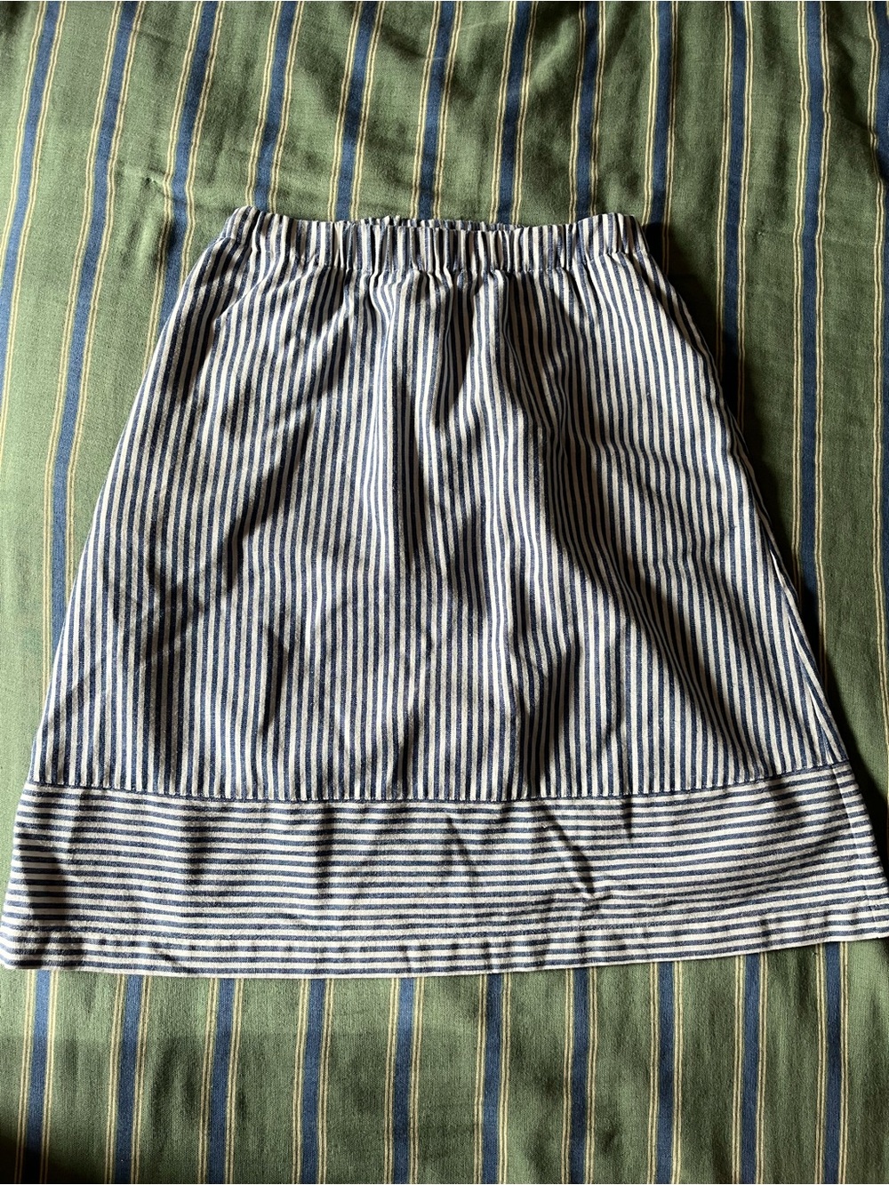 J. Crew Blue and White Striped Cotton A-Line Skirt